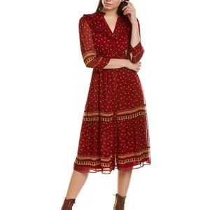 BA&SH Georgette Barie Midi Red Dress